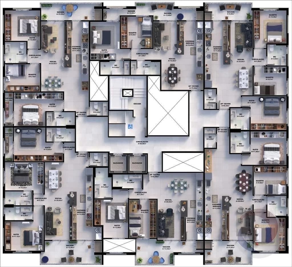 Apartamento para venda com 3 dormitórios em Pedra Branca com 104 m² — foto 2