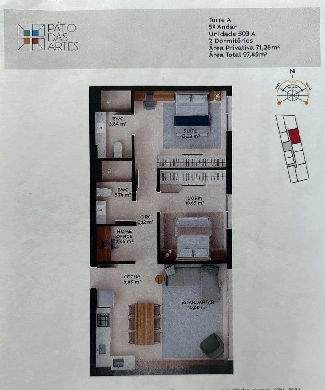 Apartamento para venda com 2 dormitórios em Pedra Branca com 71 m² — foto principal