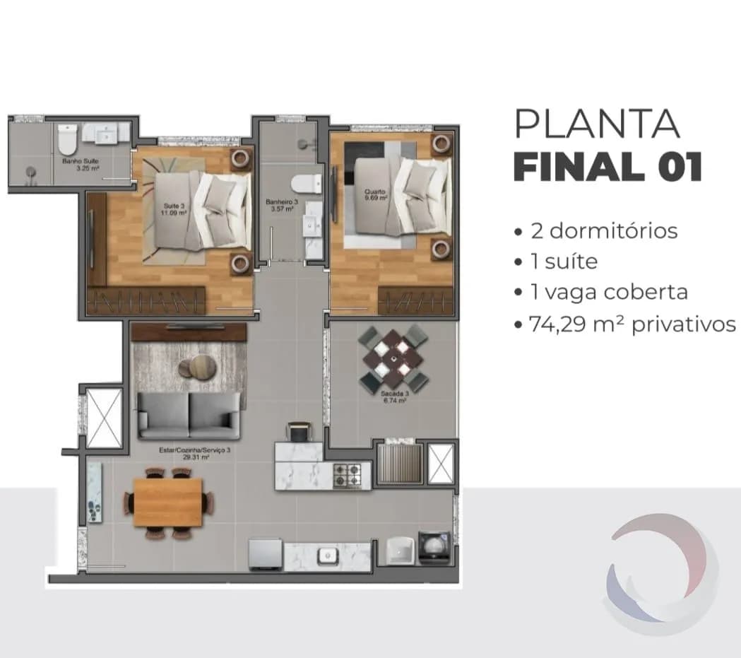 Apartamento para venda com 3 dormitórios em Pedra Branca com 99 m² — foto 4