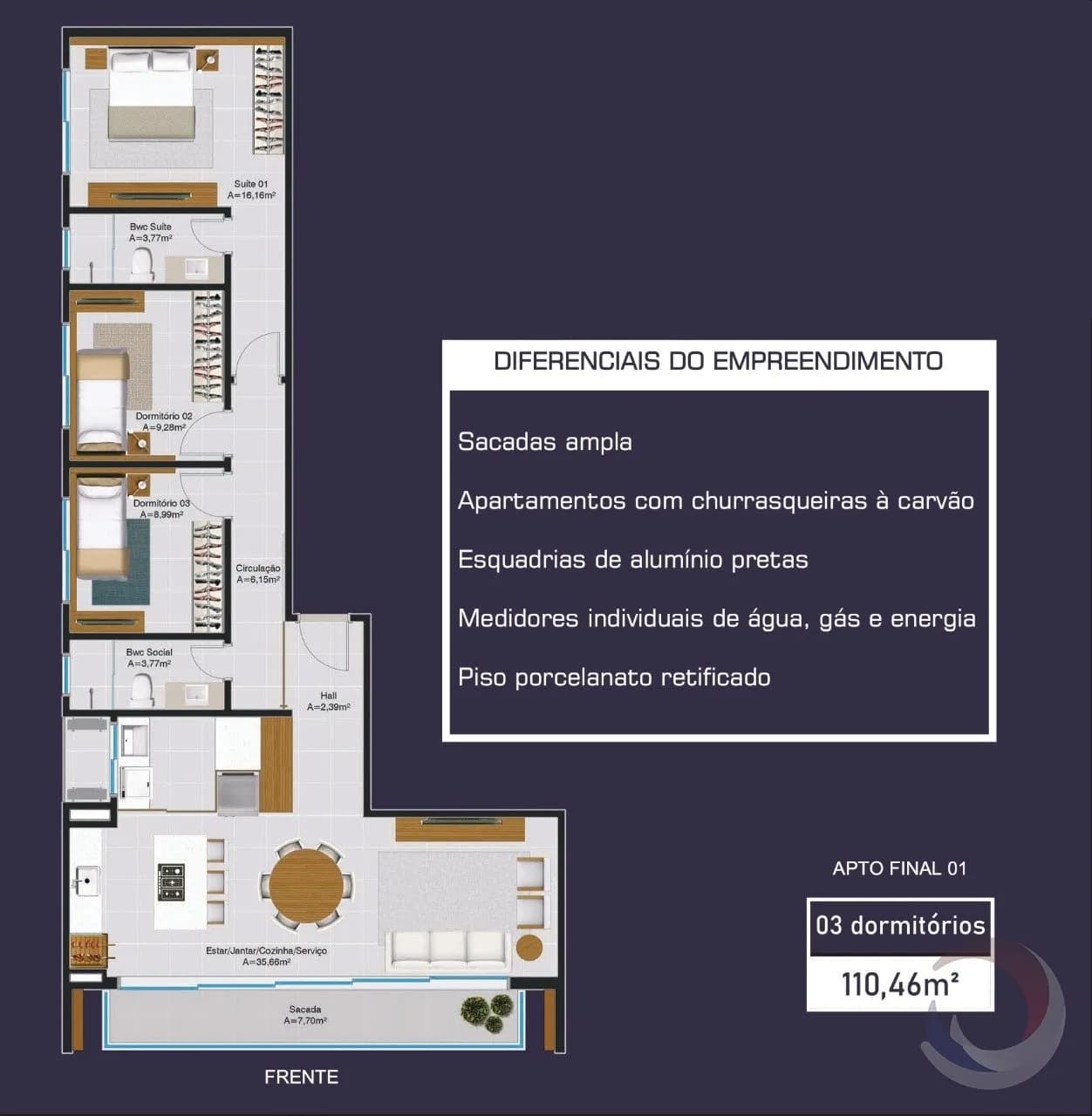 Apartamento para venda com 2 dormitórios em Pedra Branca com 81 m² — foto 4
