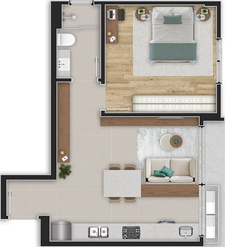 Apartamento para venda com 1 dormitório, em Centro com 39 m² — foto principal