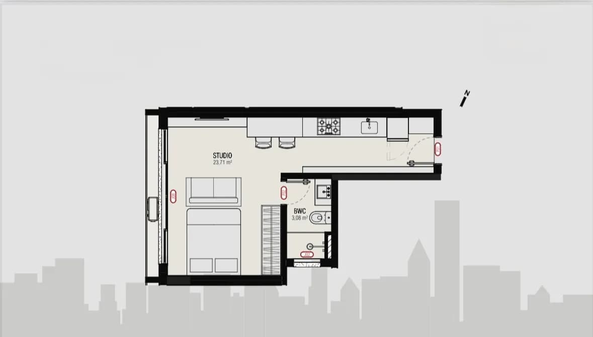 Estúdio para venda com 1 dormitório, em Trindade com 33 m² — foto 4