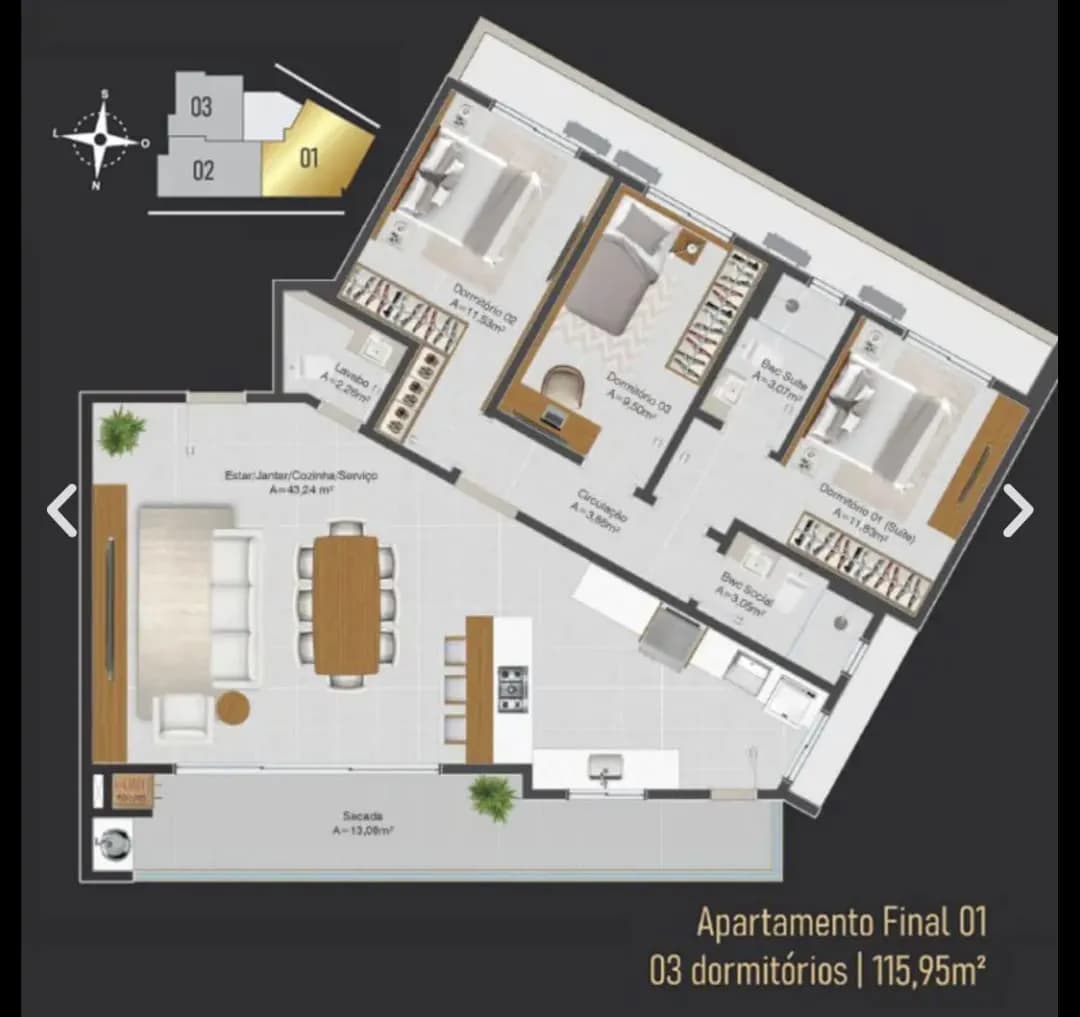 Apartamento para venda com 3 dormitórios em Parque Residencial Pagani com 115 m² — foto 5