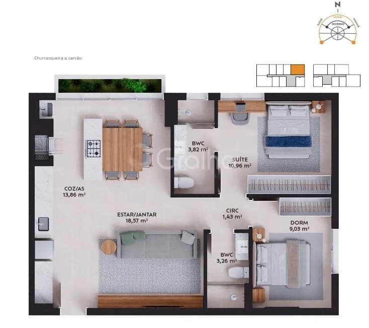 Apartamento para venda com 2 dormitórios em Pedra Branca com 71 m² — foto principal