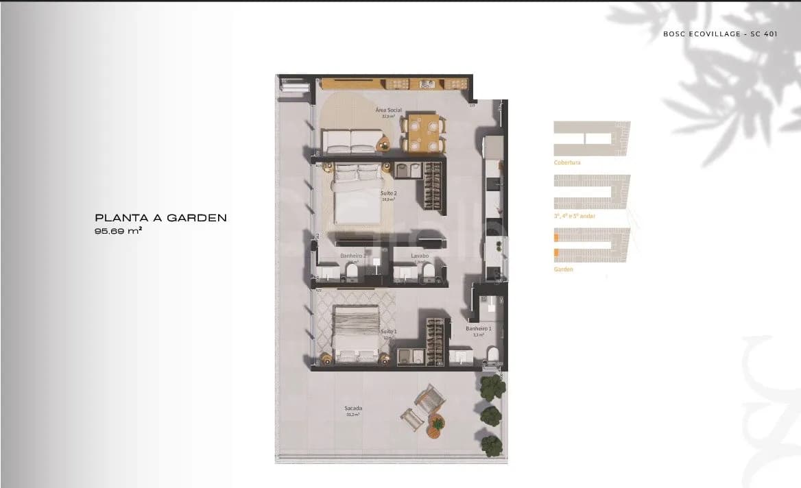 Apartamento para venda com 2 dormitórios em Saco Grande com 95 m² — foto 5