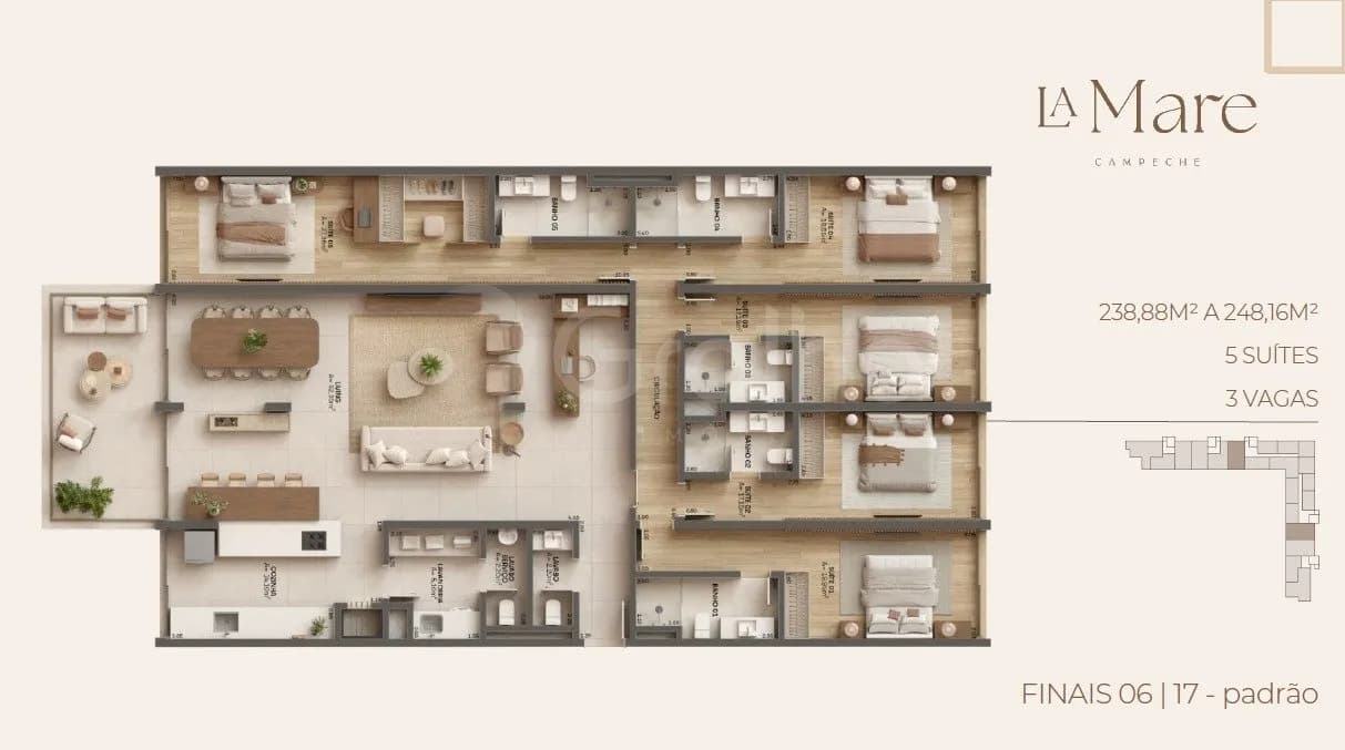 Apartamento para venda com 5 dormitórios em Campeche com 241 m² — foto 2
