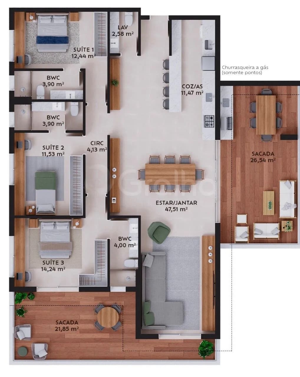 Apartamento para venda com 3 dormitórios em Pedra Branca com 185 m² — foto principal