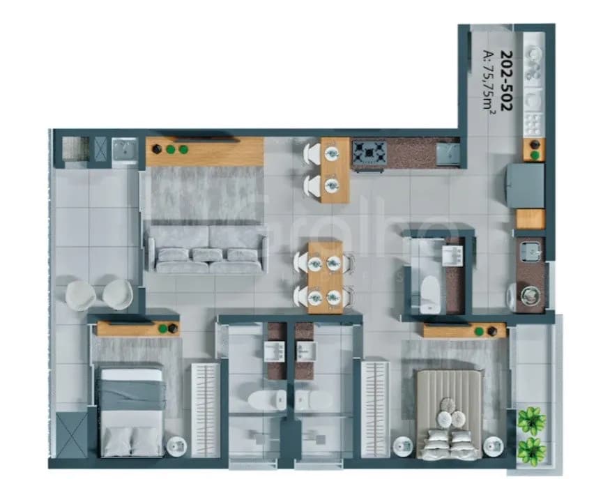 Apartamento para venda com 2 dormitórios em Jurerê com 75 m² — foto principal