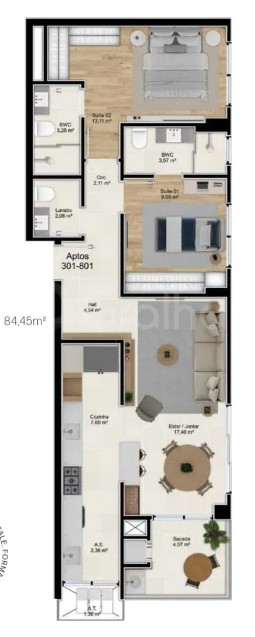 Apartamento para venda com 2 dormitórios em Estreito com 84 m² — foto 3