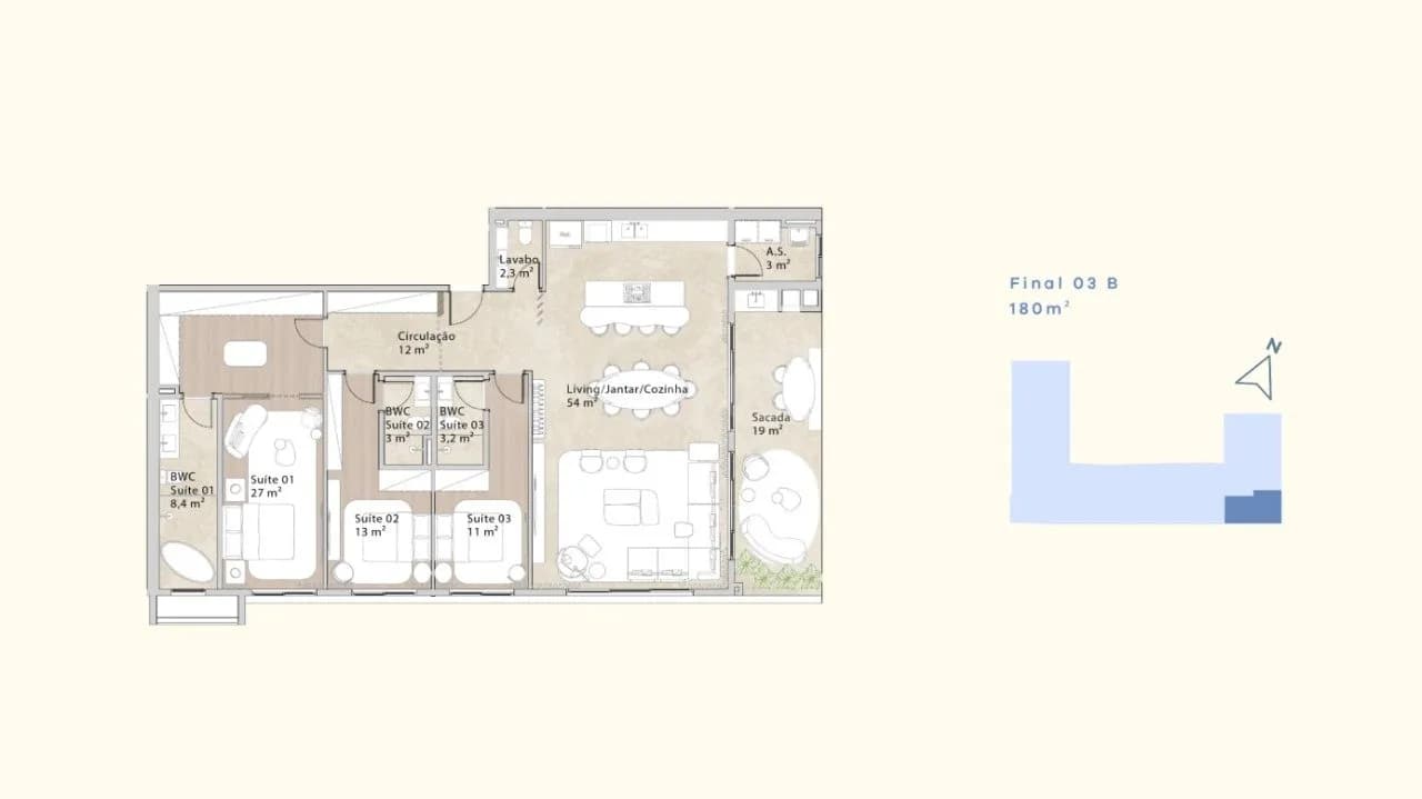 Apartamento para venda com 3 dormitórios em Praia Brava com 179 m² — foto 2