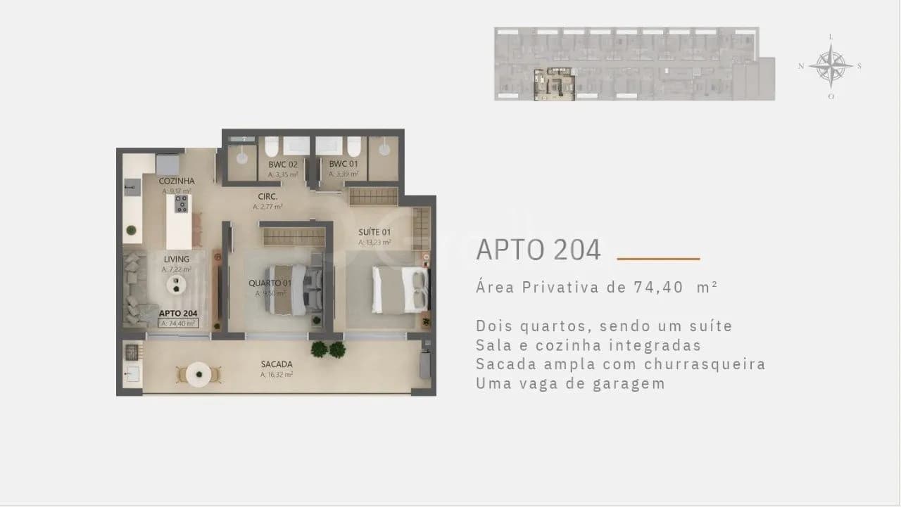 Apartamento para venda com 2 dormitórios em Ribeirão da Ilha com 74 m² — foto 3