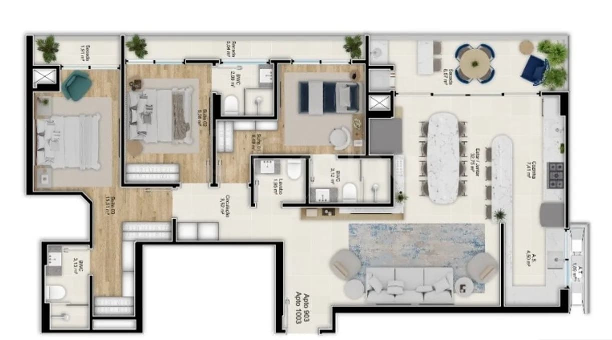 Apartamento para venda com 3 dormitórios em Balneário com 125 m² — foto 4