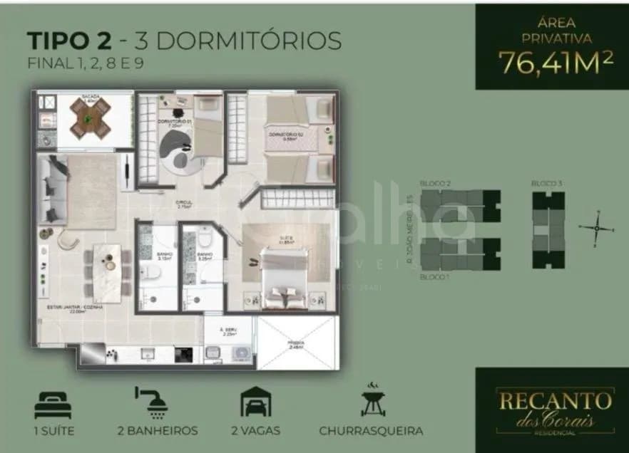 Apartamento para venda com 3 dormitórios em Abraão com 76 m² — foto principal
